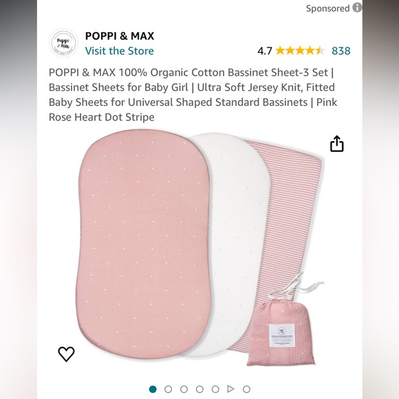 BUNDLE OF 4, PLUS BONUS, 💯% ORGANIC COTTON JERSEY BASSINET SHEETS ‼️ - Picture 11 of 15